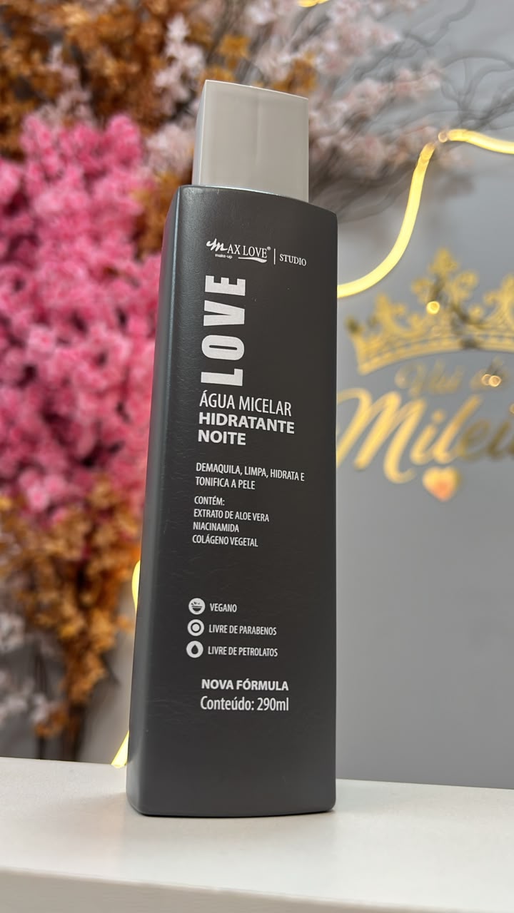 Água micelar hidratante noite 290ml - max love